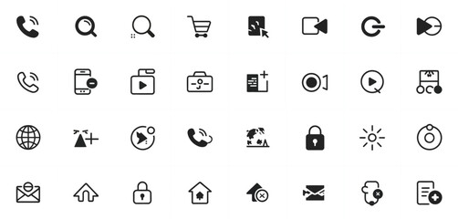 Collection of Minimalist Black Website Icons Set
