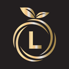  Initial Orange Logo combine with letter L vector template