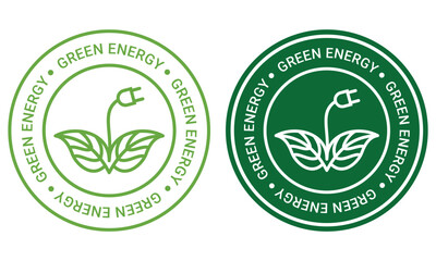 Green energy label. Sustainable, natural and renewable resources logo badge vector template