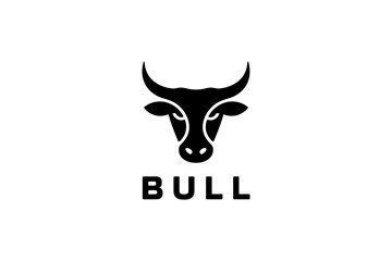 Minimalist bull logo design vector illustration
