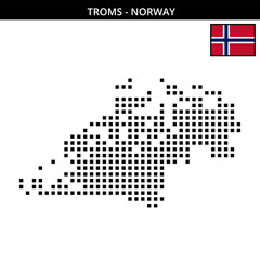 Fototapeta premium Big square dotted map of troms in Norway
