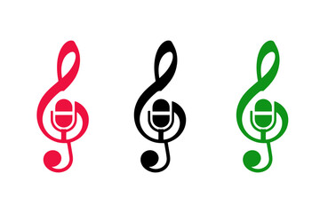 Fototapeta premium Music podcast logo design with treble clef icon
