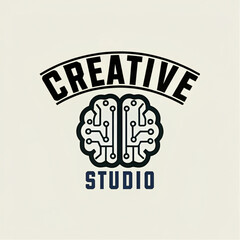 Fototapeta premium Creative Studio Logo with Brain Icon for Innovation Company