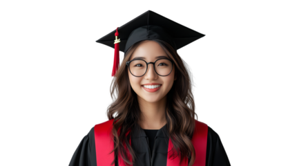 Proud graduate in academic attire, created with AI, PNG