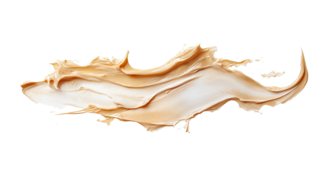 Smooth beige cream on white surface, created with AI, PNG