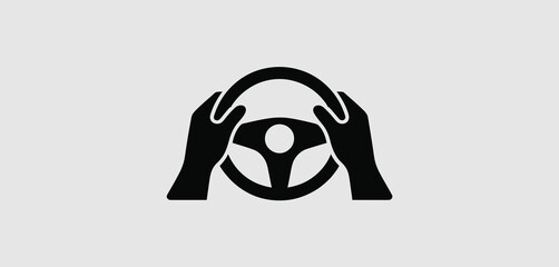 Hands on Steering Wheel Driving Icon Graphic