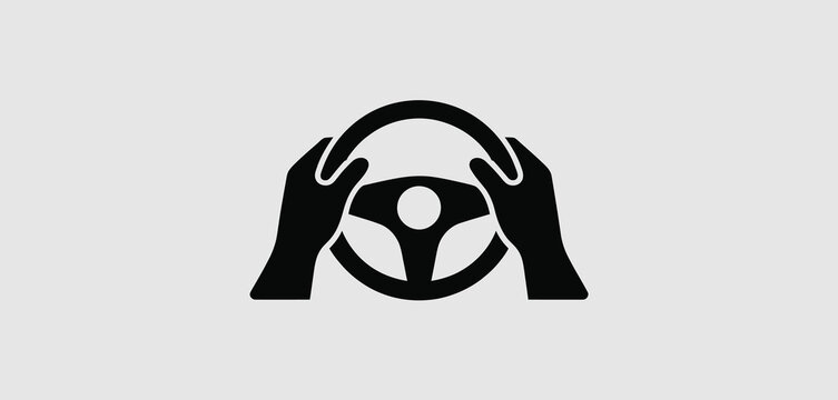 Hands on Steering Wheel Driving Icon Graphic