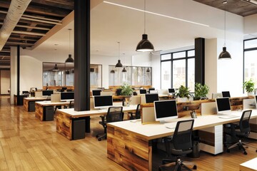 Fototapeta premium Contemporary coworking spaces designed for collaboration.