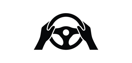 Hands on Steering Wheel Driving Icon Graphic
