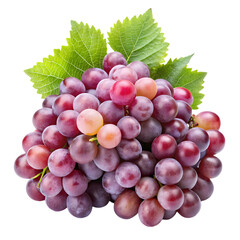 Fototapeta premium Red Grapes: Fresh Fruit Cluster with Green Leaves