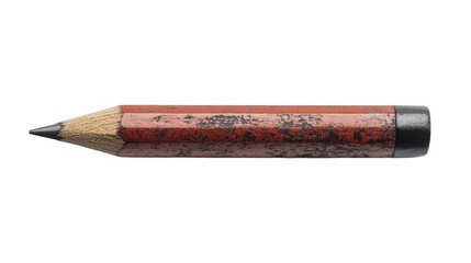 A weathered, vintage red pencil on a transparent background, PNG image, PNG file.