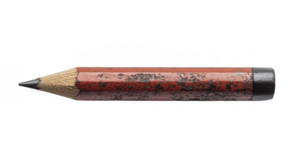 A weathered, vintage red pencil on a transparent background, PNG image, PNG file.