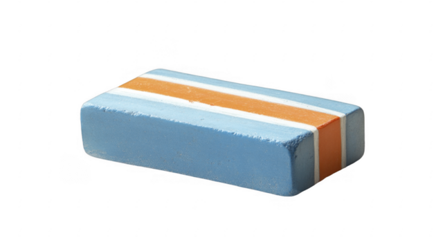 Painted wooden block with stripes on a transparent background, PNG image, PNG file.