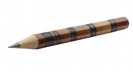 Wooden Pencil with Ornamental Wraps on a transparent background, PNG image, PNG file.