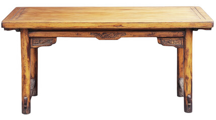 Antique wooden table with carved details on a transparent background, PNG image, PNG file.