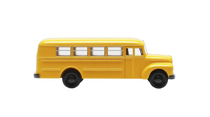 Vibrant yellow school bus viewed from the side on a transparent background, PNG image, PNG file.
