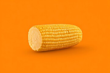 Single corn cob on bright orange background