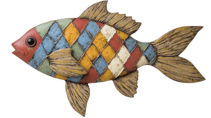 Colorful Ornamental Fish with Diamond Pattern on a transparent background, PNG image, PNG file.