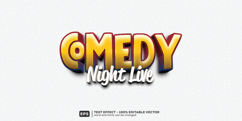 Night Live Comedy 3D Cartoon Editable Text Effect | Premium Font Template