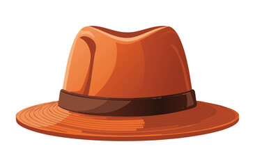 Bright Orange Fedora Hat Isolated View
