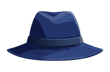 Classic Navy Blue Fedora Hat Isolated