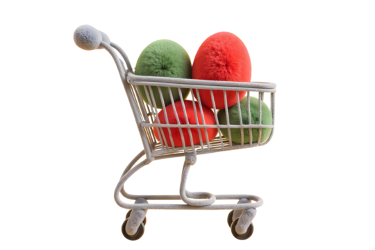 colorful grocery-filled shopping cart