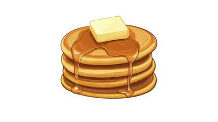 Stack of Pancakes with Syrup and Butter on a transparent background, PNG image, PNG file.