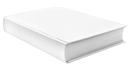 Closed hardcover white book on a transparent background, PNG image, PNG file.