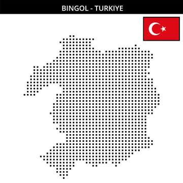 Medium square dotted map of Bingol in Turkiye
