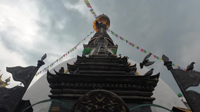 Kaathe Swayambhu Shree Gha Chaitya miniature replica of Swayambhunath, Ptan, Kathmandu, Nepal, Asia 