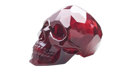 Red Crystal Skull Facing Right on a transparent background, PNG image, PNG file