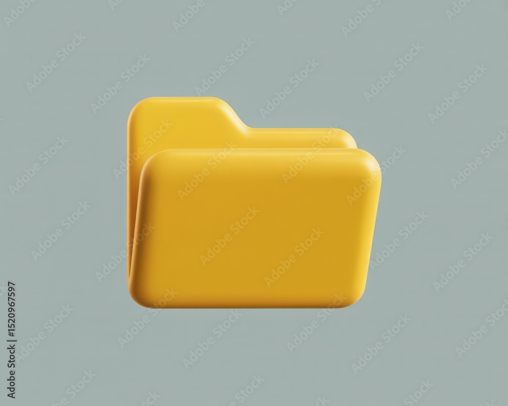 Poster 3d render of a yellow folder with a modern design floating against a light gray background for digit