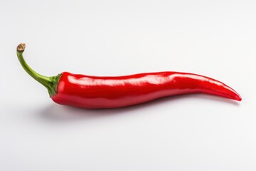 Spicy red chili pepper on white background food photography minimalist style close-up culinary concept