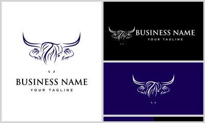 Highland Cow Logo Design Variations. (2)