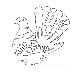 One continuous single drawing line art flat doodle bird, pigeon, wing, feather, dove. Isolated image hand draw contour on a white background
