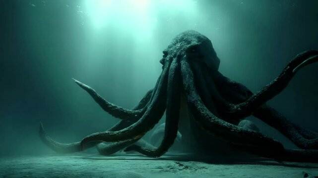 Tentacled horror lurks underwater, ancient and unknowable. This Lovecraftian beast brings fear and cosmic dread. Lovecraft creature sleeps beneath, waiting to rise.