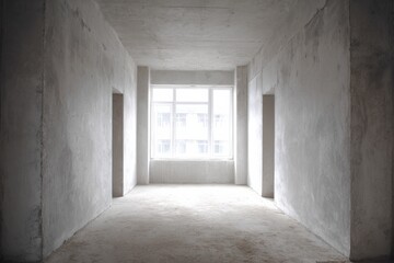 Obraz premium Empty modern room with large window urban location interior photography minimalist style bright environment
