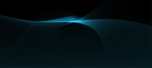 Vector abstract motion, smooth, soft blue wave line pattern, dot particle. Curve and fluid shape on black background. Illustration modern graphic design for luxury wallpaper, futuristic, technology