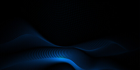 Vector abstract motion, smooth, soft blue wave line pattern, dot particle. Curve and fluid shape on black background. Illustration modern graphic design for luxury wallpaper, futuristic, technology