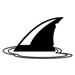 Vector Icon Simple shark fin icon above water,
triangular shape over calm ocean,
line art style