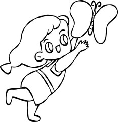 girl with flowers cartoon summer element 