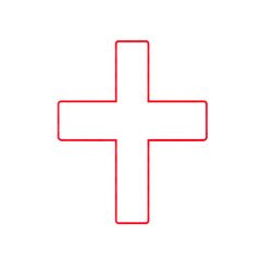 Obraz premium Cross close icon with soft red lines, isolated on transparent background