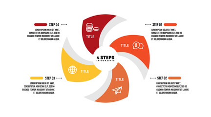 Circle chart infographic template with 4 options for strategy presentations. Vector illustration Eps