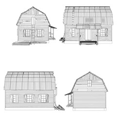 Antique Old Wood House Vector. An Illustration Of a Vintage Retro Old Residential House Isolated On A White Background.