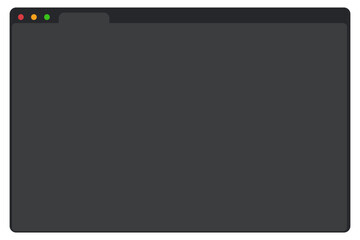 Web browser mockup window in dark mode modern flat simple line. web interface blank. Frame screen webpage ui template, interface bar.