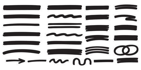 marker lines sketch doodle vector set element