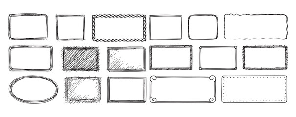 frame border marker sketch doodle vector lines set element