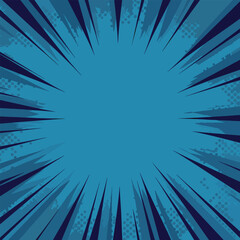 Obraz premium flat comic-style radial pop art background with halftone texture and bold solid color layout