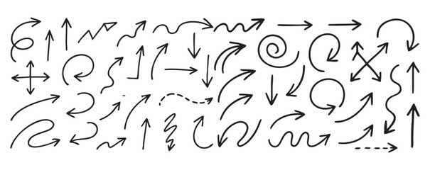 arrow line marker sketch doodle vector set element