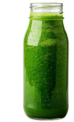 Green Detox Smoothie with Fresh Spinach on Transparent Background